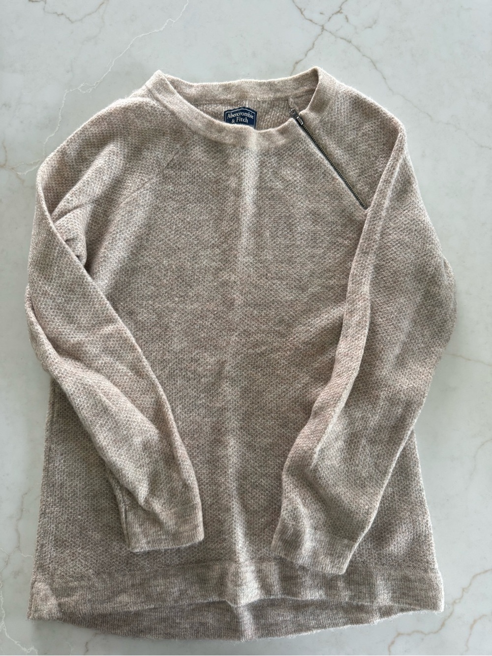 Abercrombie & Fitch Taupe Knit Sweater with Branded Neck Label